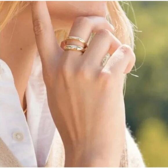 Loren Stewart Jewelry - Loren Stewart Curateur Women's 14k Gold Plated Open Double Band Ring Size 7